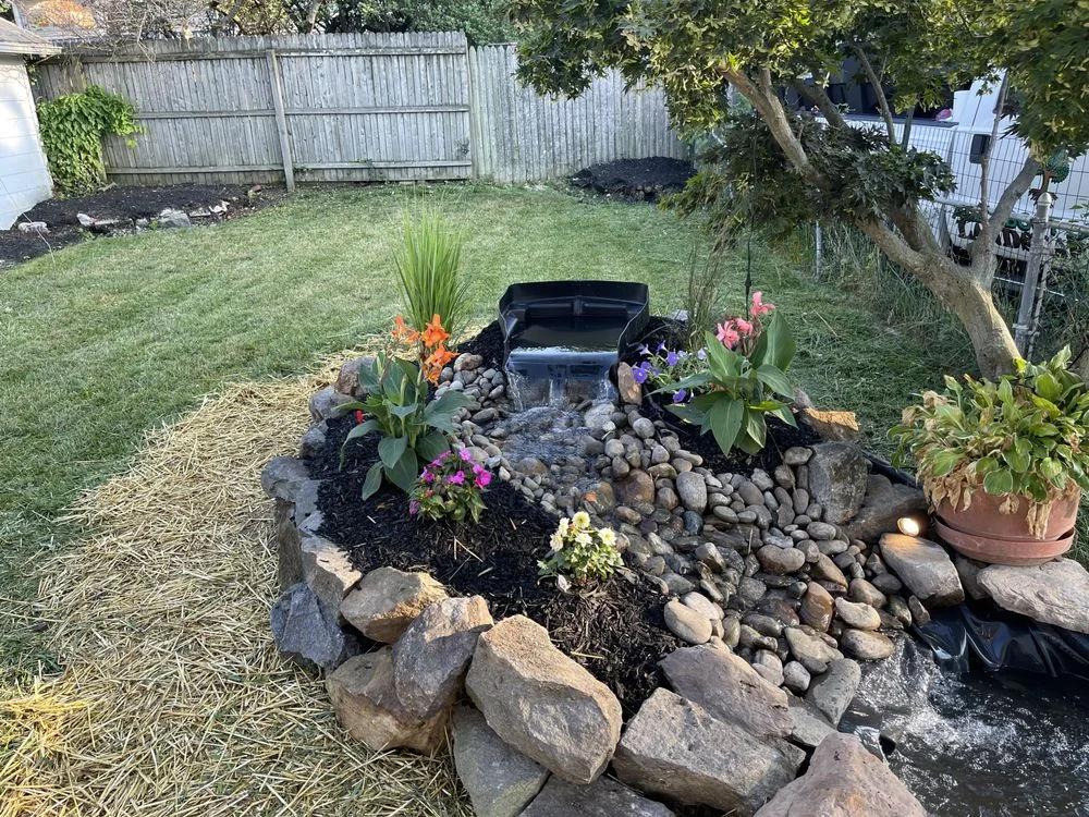 custom water feature in backyard