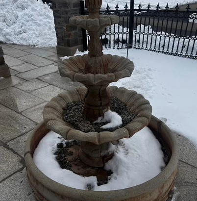 Outdoor fountain and water feature winterization preparation